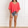 Simple Sway Oversized Crop Tee In Cherry Red Image 1