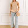 Sweet Talk Peplum Top in Iced Latte Image 1