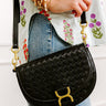 Alise Faux Leather Woven Crossbody in Black Image 1