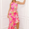 Island Soiree Floral Satin Maxi Dress Image 1