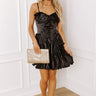 Sweet On You Satin Pleated Mini Dress in Black Image 1