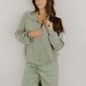 Morning Dew Scuba Zip-Up Sweater in Sage Image 1