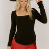 Graceful Smile Pointelle Knit Top in Black Image 1
