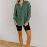 Cozy Cues Waffle Knit Top in Hunter Green Image 1
