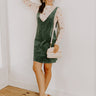 Uptown Manhattan Corduroy Mini Dress in Hunter Green Image 1