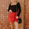 The Ariel High Waist Skort in Brick Red Image 1