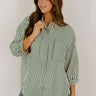 Stripe A Pose Oversized Button Up Top in Hunter Green Image 1