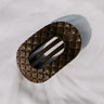 Quilted Large Round Hair Claw Clip in Dark Taupe Image 1