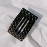Quilted Medium Rectangle Hair Claw Clip in Black Image 1