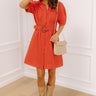 Happy Hour Chic Button Down Mini Dress in Dark Rust Image 1