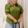 Sweet Statement Shift Top in Olive Curves Image 1