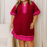 Boardwalk Babe Linen-Blend Mini Dress in Wine Curves Image 1
