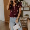 Flowers And Frills Knit Top in Wine Image 1