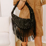 Boho Feels Faux Suede Fringe Purse in Black Image 1