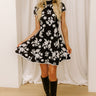 Chic Noir Floral Jacquard Mini Dress Image 3