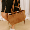 The City Life Faux Suede Tote in Chocolate Image - 1