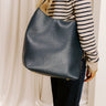 The Matty Faux Leather Tote in Navy Image 1