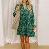 Tribeca Twilight Jacquard Babydoll Mini Dress in Hunter Green Image - 1
