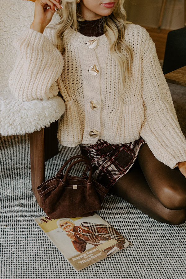 Central Park Chic Faux Suede Purse in Chestnut Image - 1