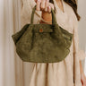 Central Park Chic Faux Suede Purse in Olive Image - 1