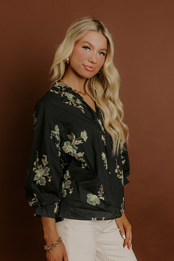Pretty As A Peony Floral Top in Black Image 5