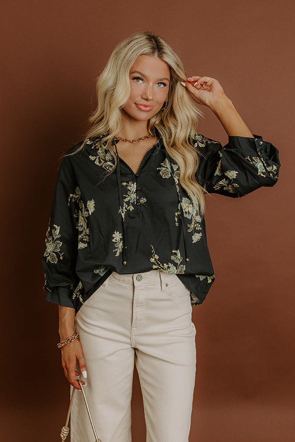 Pretty As A Peony Floral Top in Black Image 1