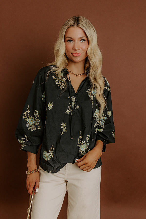 Pretty As A Peony Floral Top in Black Image 2