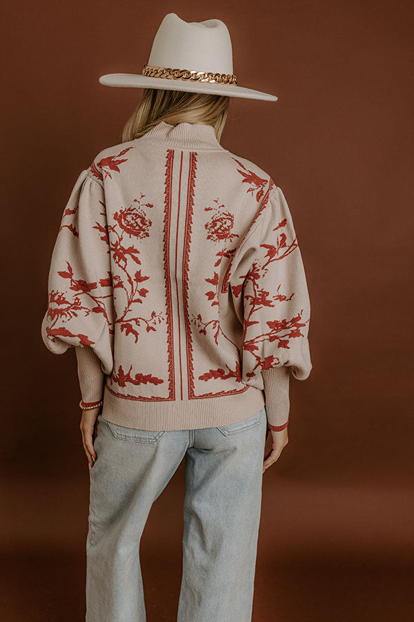 Fifth Avenue Chic Jacquard Knit Sweater Top in Oatmeal Image 5