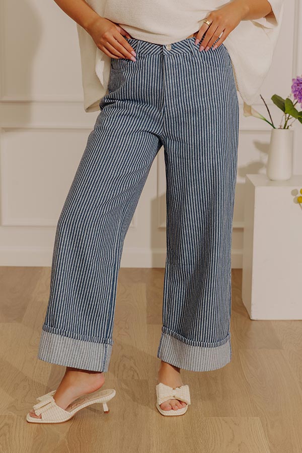 The Alex High Waist Stripe Wide Leg Jean Image - 1