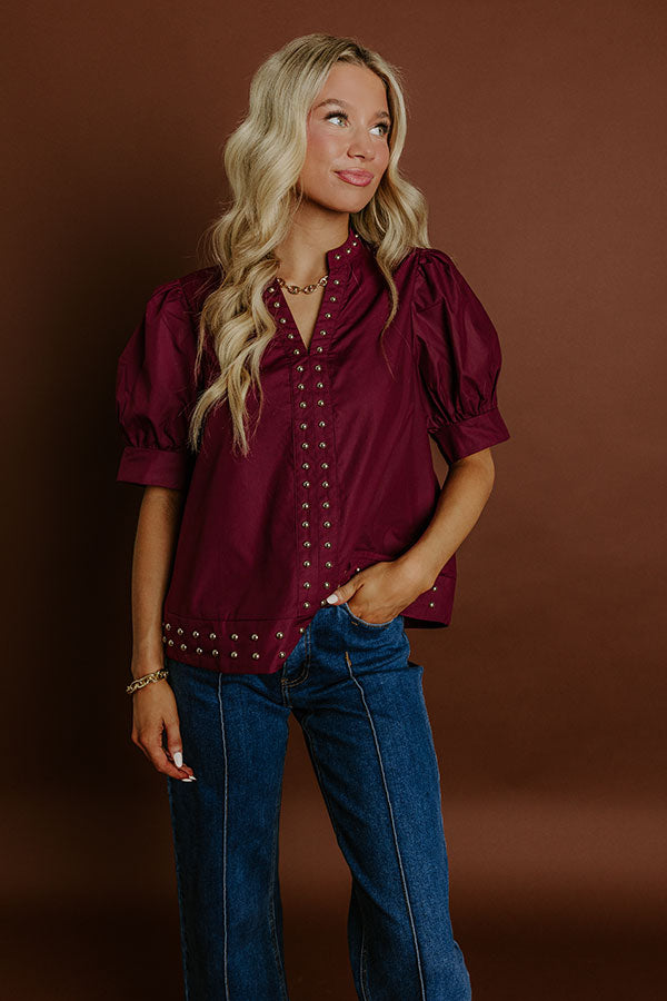Sweet Statement Shift Top in Windsor Wine Image 1