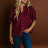 Sweet Statement Shift Top in Windsor Wine Image 1