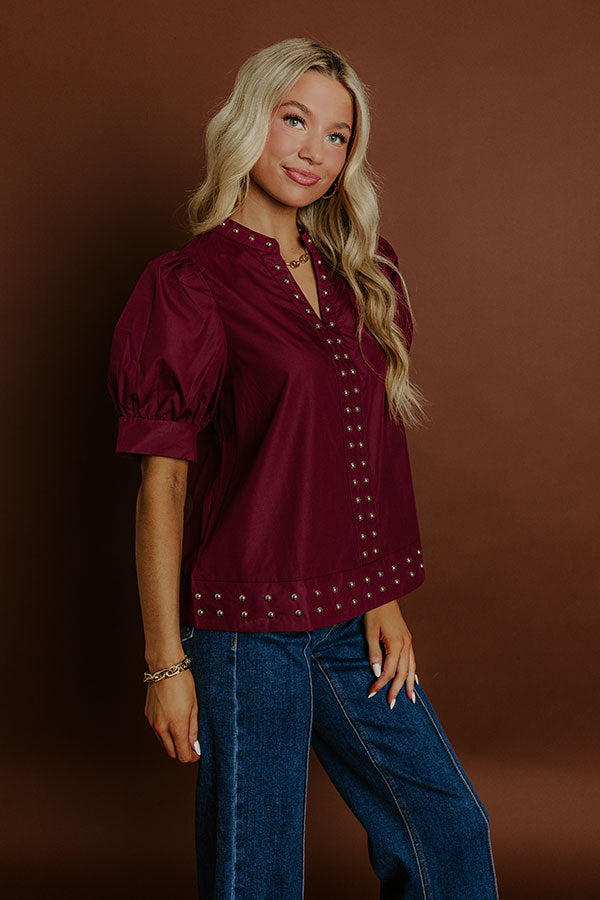Sweet Statement Shift Top in Windsor Wine Image 4
