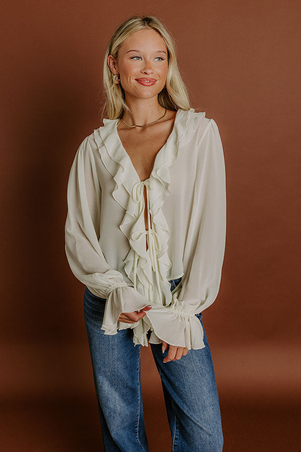 For The Frill Front Tie Ruffle Top Image 3