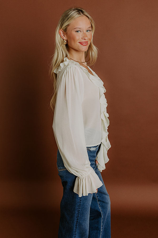 For The Frill Front Tie Ruffle Top Image 4