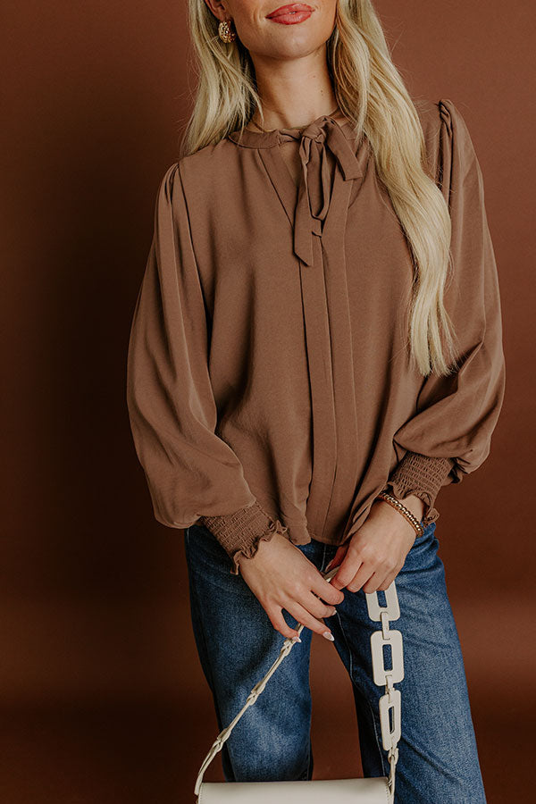 Soho Sophisticate Shift Top in Mocha Image 2