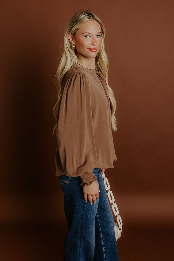 Soho Sophisticate Shift Top in Mocha Image 4