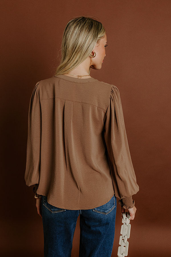 Soho Sophisticate Shift Top in Mocha Image 5