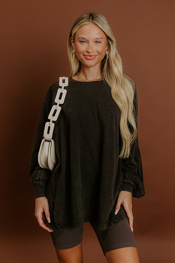 Cozy Comforts Vintage Wash Oversized Tee in Black Image 4