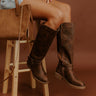 Hay Bale Faux Leather Knee High Boot in Brown Image 1