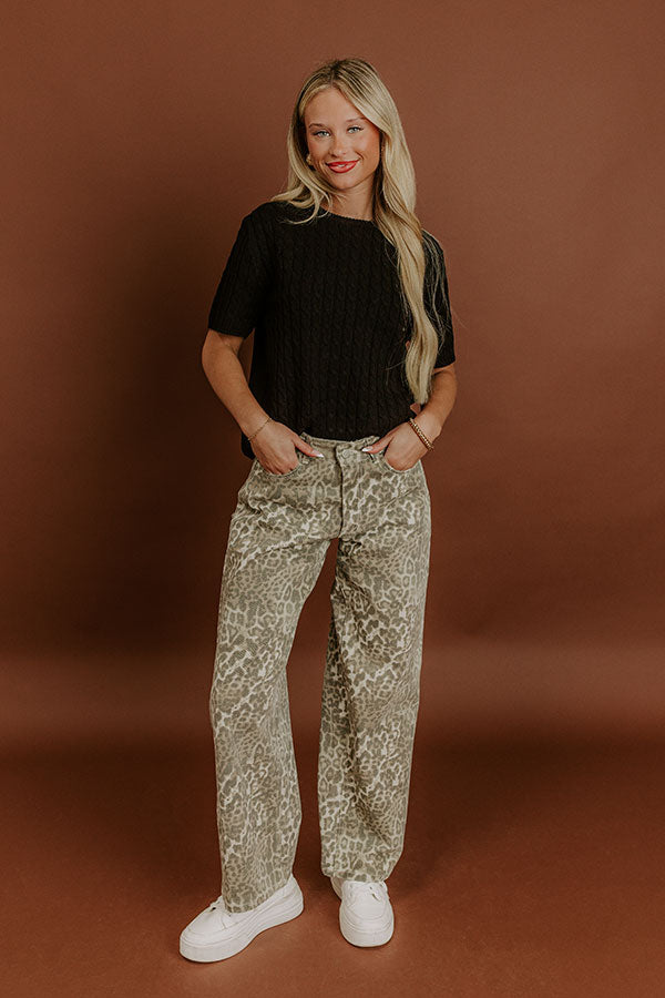 Uptown Charm Cable Knit Top in Black Image 2