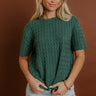 Uptown Charm Cable Knit Top in Hunter Green Image 1