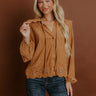 Rosehill Estate Faux Suede Button Up Top in Camel Image 1