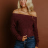 Bistro Charm Off Shoulder Knit Sweater Top in Windsor Wine Image 1