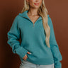 Brisk Stroll Quarter Zip Knit Sweater in Turquoise Image 1