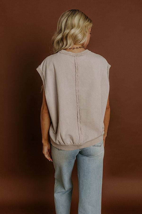 Casual Charm Vintage Wash Top in Oatmeal Image 5