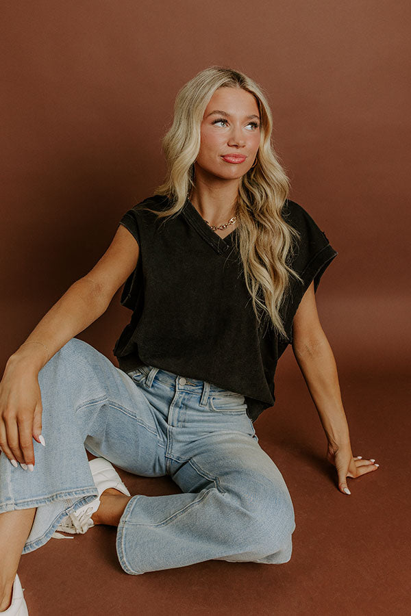 Casual Charm Vintage Wash Top in Vintage Black Image 1