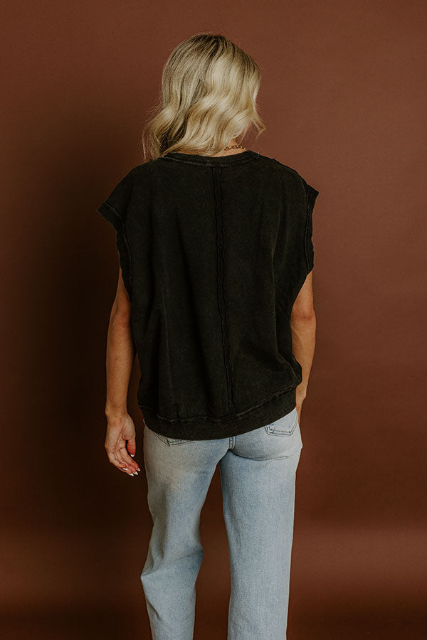 Casual Charm Vintage Wash Top in Vintage Black Image 4