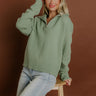 Brisk Stroll Quarter Zip Knit Sweater in Sage Image 1