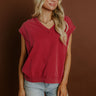Casual Charm Vintage Wash Top in Red Image 1