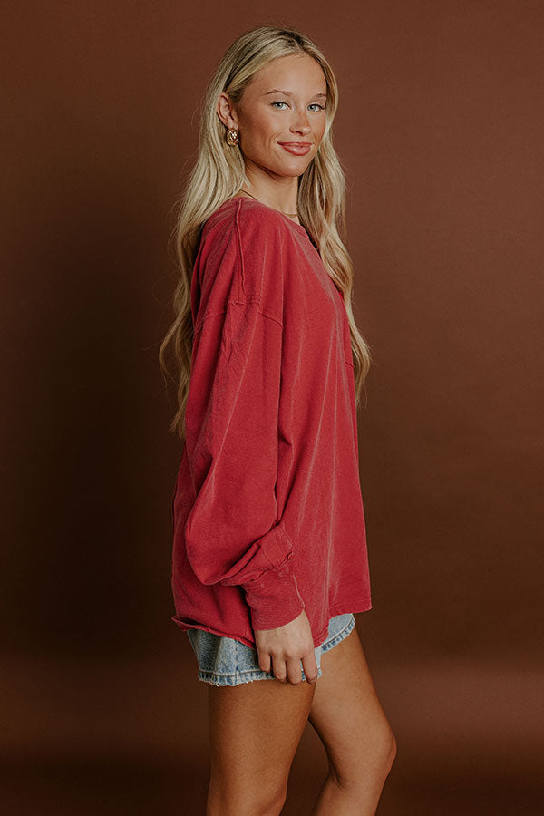 The Essential Oversized Vintage Wash Tee in Red Image 5